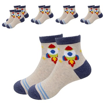 D&G 火箭1/2童襪 Set 6雙 米灰  13~16cm