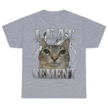 🍀臺灣出貨🍀I Eat Cement Funny Cat Meme貓meme表情包洋氣圓領短遮肉