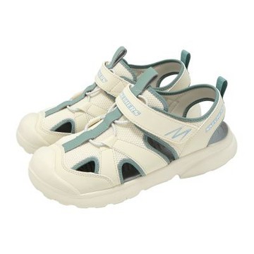 Skechers 護趾涼鞋 Razor Rush 大童 女鞋 米白 綠 戶外 休閒鞋 407043LNTGR
