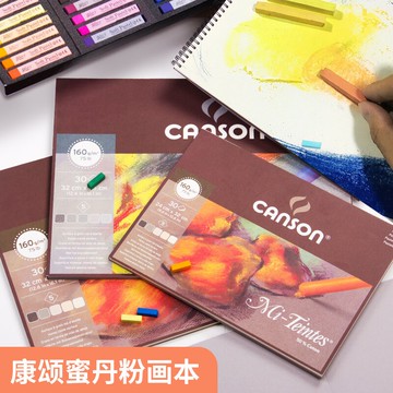 法國康頌色粉本蜜丹紙色粉紙彩色素描紙彩鉛繪畫白色高光炭筆色粉筆專用紙色粉顏料畫畫套裝繪畫工具