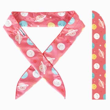 韓國 Snowhaus - 正韓製涼感降溫領巾/頭帶-粉色行星 (85x5cm)-兒童用