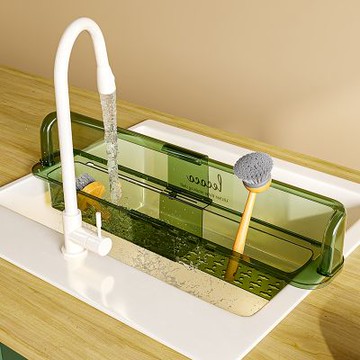 OAK&FIR 可調節水槽瀝水置物架, 55.5 * 10 * 13.5cm, 透白