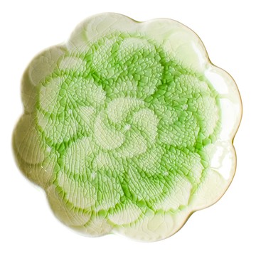 佐和陶瓷 綠牡丹開片4皿  11.7 x 1.3cm  1個  綠色