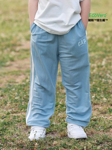 女童裝 Logo束口鬆緊運動褲-藍色