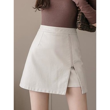 高腰PU皮裙半身裙女秋季2026新款開叉不規則A字包臀裙短裙褲時尚