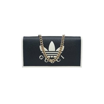 GUCCI X ADIDAS 621892 HORSEBIT 1955 聯名限定系列經典馬銜扣鏈條翻蓋皮夾斜背包 / WOC