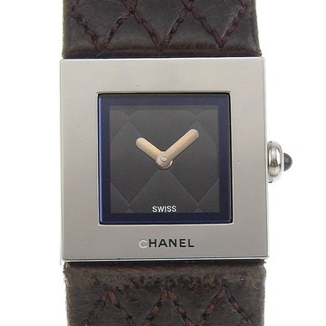 【日本直送】香奈兒 CHANEL 馬特拉斯腕錶 H0116 不鏽鋼 石英 指針式顯示 黑色錶盤 женские【二手】
