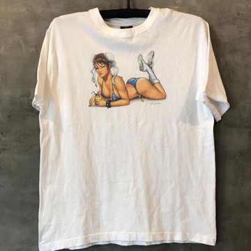 致敬經典街機游戲拳皇春麗人物潮牌印花短袖vintage古著男女T恤潮