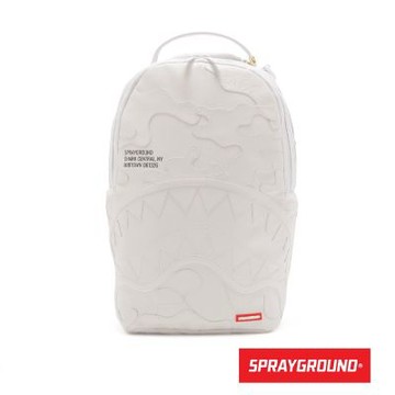 SPRAYGROUND-不規則線條鋸齒鯊大容量後背包-白色