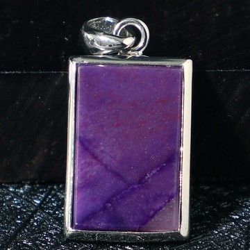 收藏級-皇家紫舒俱來吊墜女男款 蘇紀石 925銀包邊鑲嵌項墜飾品