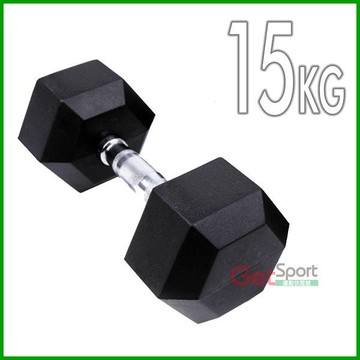 六角包膠啞鈴15公斤(舉重/深蹲/15kg/重訓/肌力訓練/二頭肌)