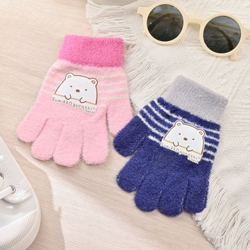 童角落白熊條紋羽毛手套-多色任選