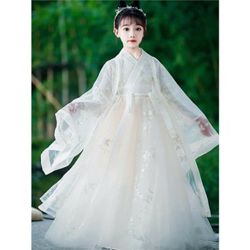 女童漢服大袖衫古風超仙新款中國風裙子唐裝襦裙披風斗篷連衣裙