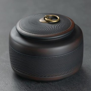 紫陶跳刀茶葉罐密封罐陶瓷紫砂大中小號醒茶罐普洱儲存罐防潮簡約