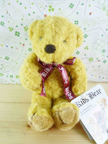 【震撼精品百貨】日本精品百貨 絨毛玩偶-kids家族-米黃熊-紅蝴蝶結 震撼日式精品百貨