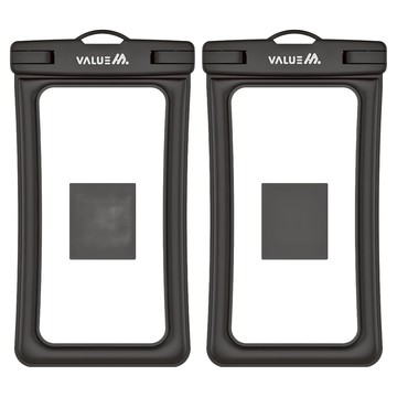 ValueM 4重鎖定大型智慧型手機防水袋 + 頸掛繩 + 臂帶  黑色  2個
