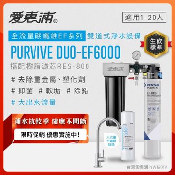 EVERPURE愛惠浦 櫥下型 PURVIVE Duo-EF6000大流量不鏽鋼龍頭兩道式生飲淨水器(前置樹脂)