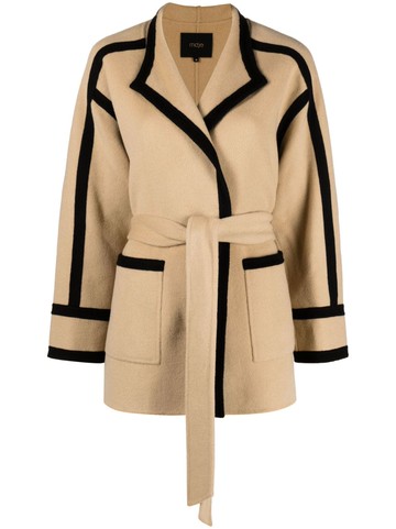 Maje - belted wool-blend coat - women - Polyamide/Wool - 34 - Neutrals