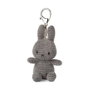 BON TON TOYS Miffy米菲兔ECO燈芯絨鑰匙圈-灰 10cm