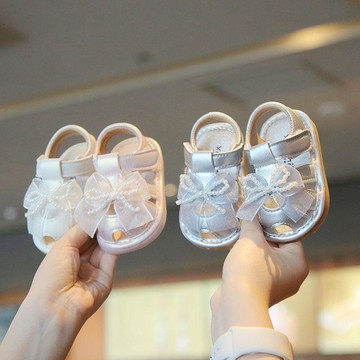 🍭臺灣出貨🍭女寶寶夏季款軟底女童蝴蝶結兒童公主鞋防滑 叫叫鞋 寶寶涼鞋 兒童包頭鞋 寶寶鞋 啾啾鞋 女童鞋 寶寶學步鞋