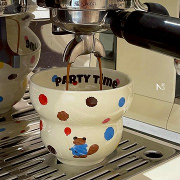 【N.SPACE】波波松鼠拉花杯 手工陶瓷 大口徑拉花用 陶瓷咖啡杯 咖啡杯 牛奶杯 早餐杯 燕麥杯 馬克杯