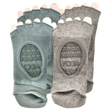 NicoFun 愛定做 露腳趾腳背防滑瑜伽襪 女襪 2雙 舒適 靈動自如 透氣不悶熱  22~24.5cm  灰
