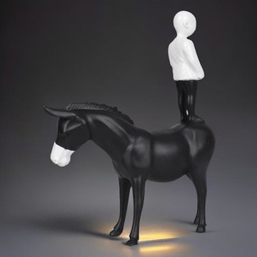 現代簡約新中式牧馬人擺件雕塑樣板房售樓處書房客廳軟裝飾品