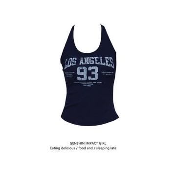 美式辣妹字母印花吊帶背心女夏季新款純棉修身顯瘦百搭無袖上衣潮