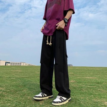 夏日多巴胺褲子男薄款透氣男士直筒休閑褲夏季日系cityboy運動褲