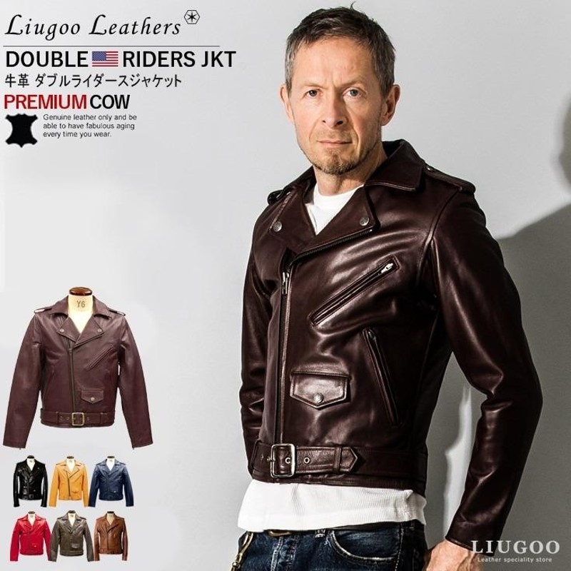 Liugoo Leathers 本革 ダブルライダースジャケット メンズ リューグー