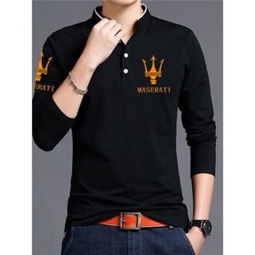 長袖t恤男純棉立領打底衫大碼男式衣服2025春秋潮流男士秋裝上衣T