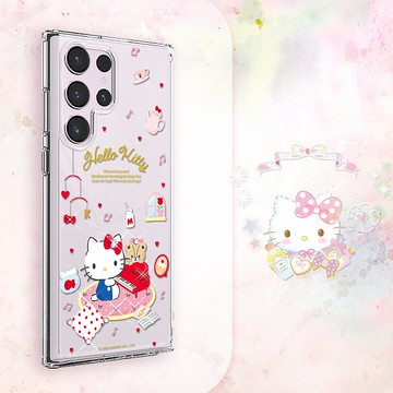 三麗鷗 S25/S24/S23/S22 輕薄軍規防摔水晶彩鑽手機殼-鋼琴凱蒂