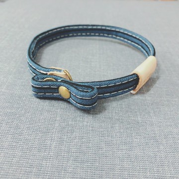 貓 小啾啾項圈 復古質感 直條紋 紳士風 附雙面扭轉皮套 贈鈴鐺