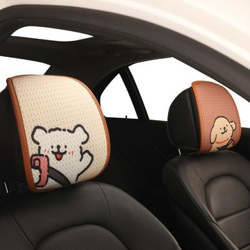 雅緻臻品🎡  卡通汽車頭枕套 可愛女性後排頭套 四季通用頭套車內防滑汽車用品 汽車腰靠、頭枕