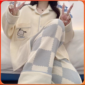 🥇台灣出貨🥇 卡通帕恰狗睡衣女春鞦款長袖長褲學生少女可愛ins休閒傢居服套裝 ✨️滿額免運✨️147-12-B