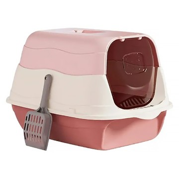 iCat 寵喵樂 兩用式全/半罩貓砂盆 B款 單門設計 防貓砂外溢 減少室內異味 防止貓砂亂噴濺 可全部拆卸清洗  粉色  超大號(48 x 34 x 31cm)  1個