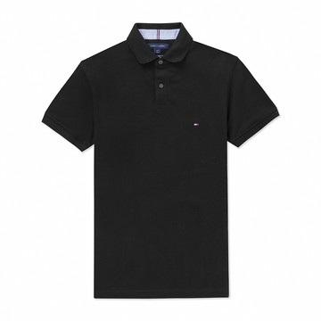 TOMMY 熱銷刺繡Logo短袖Polo衫-黑色