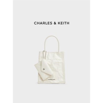 (免運)CHARLES&KEITH24夏新品CK2-30782347紙袋包褶皺磁吸斜挎托特包