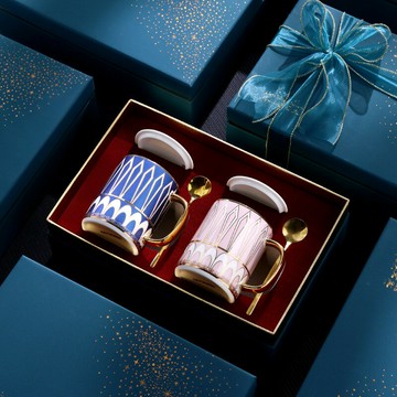 馬克杯 水杯 隨手杯 牛奶杯 陶瓷情侶對杯馬克杯一對水杯ins北歐下午茶國潮輕奢杯子禮盒套裝