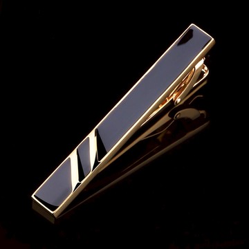 男士簡約金色線條金屬領帶夾子商務職業領帶別針個性水晶領帶夾女