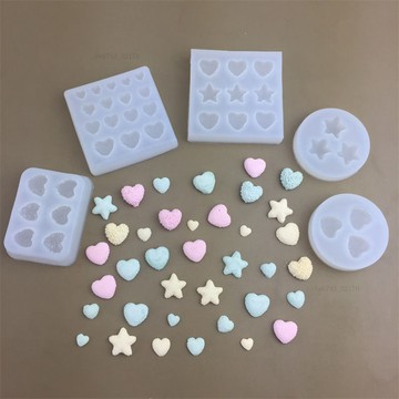 黏土工具 切模工具DIY五角星心形水晶AB滴膠矽膠模具模擬糖果愛心五角星石膏模具