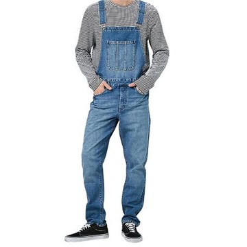 men's solid color denim trousers 春秋季男士純色背帶牛仔長褲