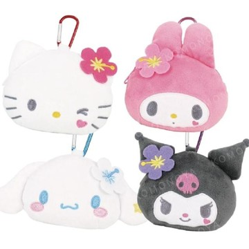 小禮堂 Sanrio 三麗鷗 絨毛造型零錢包吊飾 (扶桑花款) Kitty 美樂蒂 大耳狗 酷洛米