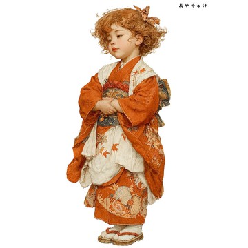 【12月新品4】07-114-0047 人物貼紙 和服復古