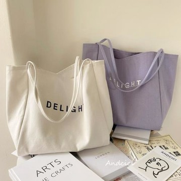 ANDCICI@自制系列~慵懶加厚帆布包~單肩手提大購物袋女包學生書包