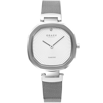 OBAKU 八角哲學淑女晶鑽腕錶-銀X白