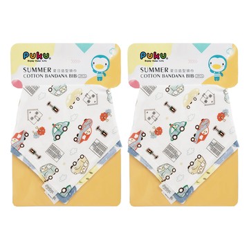 PUKU 藍色企鵝 Summer造型領巾組 2入組 純棉材質 柔軟親膚 排釦設計 固定不易滑 一巾多用  42 x 29 x 29cm  汽車  2組