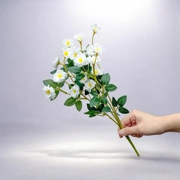法式迷你薔薇優雅白仿真花花材(1入組)