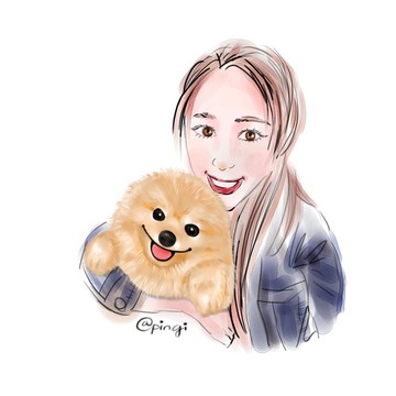 寵物畫像肖像畫似顏繪情侶畫(博美/浪浪幼犬/Pomeranian松鼠狗