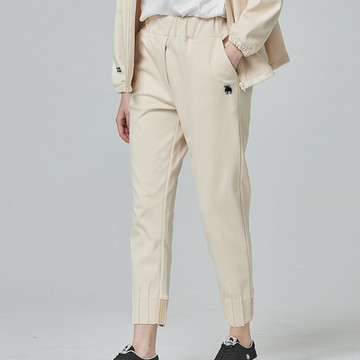 moz瑞典 駝鹿 微刷毛科技複合鬆緊休閒褲(奶油白)